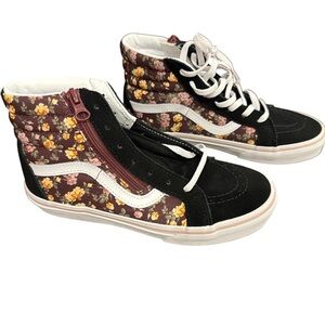 BNIB Vans Floral High-Top Sneakers - Black and Marroon